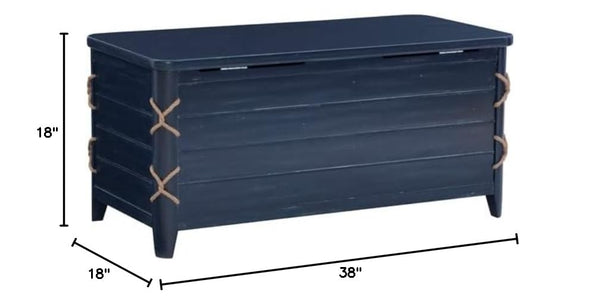Wood Rope Storage Chest with Cedar Lining – Blue
