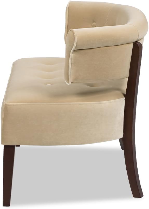 Mid-Century Modern Tufted Bench Settee with Split Back & Recessed Arms