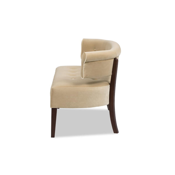 Mid-Century Modern Tufted Bench Settee with Split Back & Recessed Arms