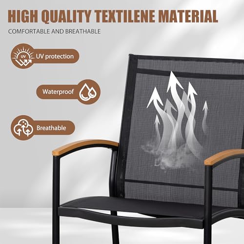 3-Piece Outdoor Rocking Bistro Set – Textilene Patio Chairs & Table