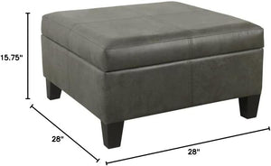 Large Square Faux Leather Storage Ottoman