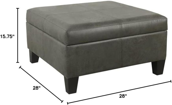 Large Square Faux Leather Storage Ottoman