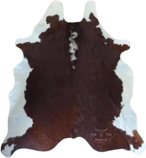 Large Hair-On Cowhide Rug 7x6.5 Ft – Genuine Leather Area Rug
