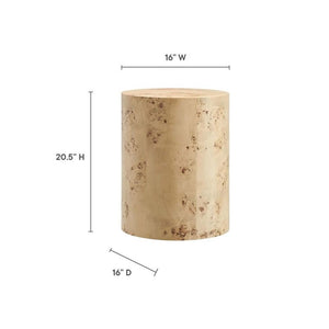 Round Burl Wood Side Table