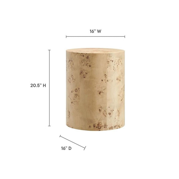 Round Burl Wood Side Table