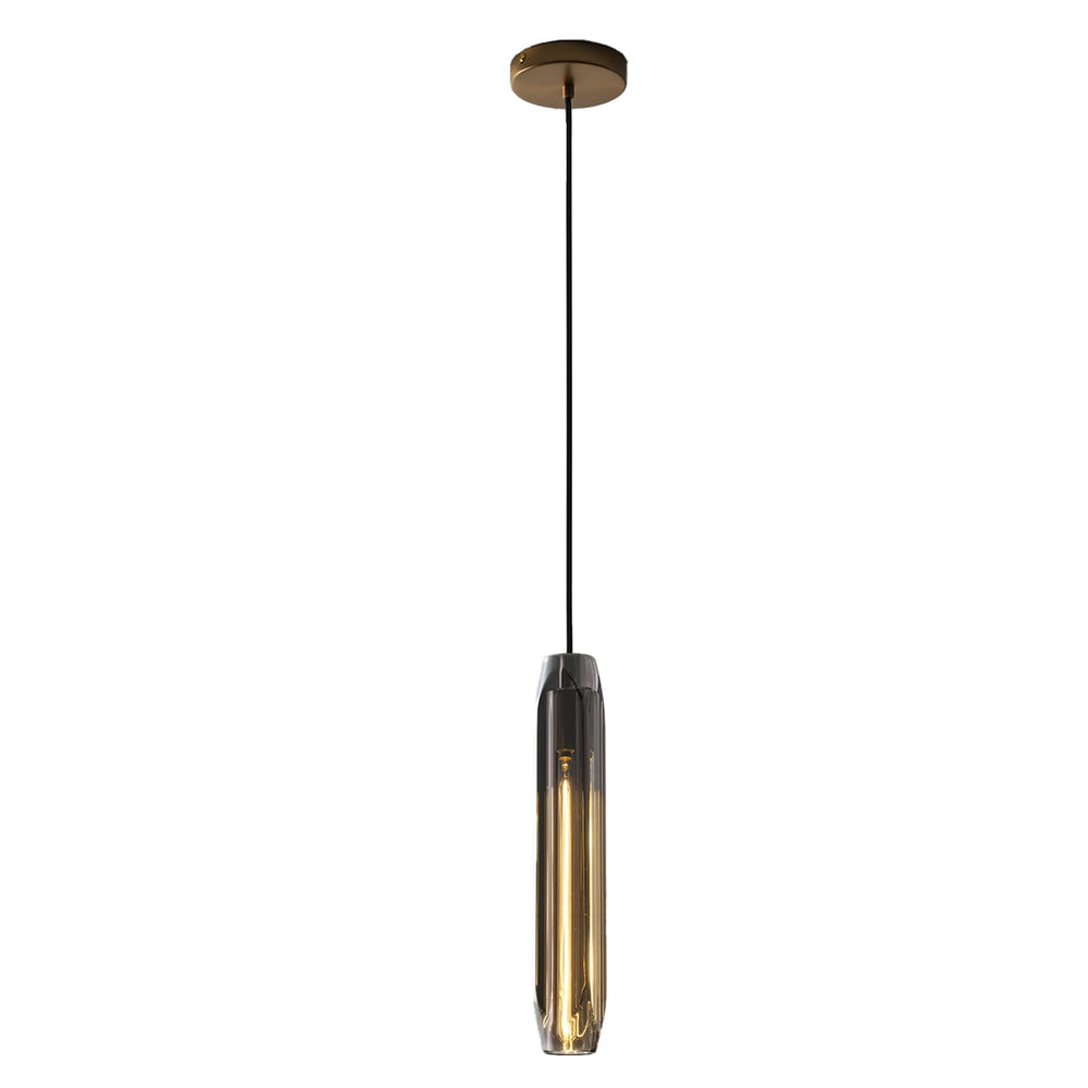 Smoke Gray Crystal Pendant Light for Kitchen Island