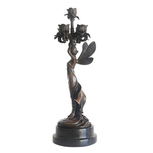 5-Arm Angel Candelabra – Bronze Copper Candlestick Holder
