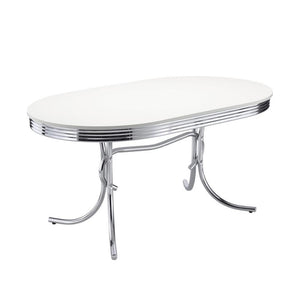 5-Piece Oval Dining Table Set with 4 Faux Leather Side Chairs