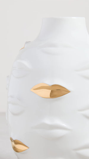 Gilded Gala Round Vase – White & Gold