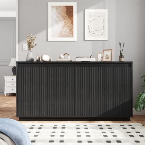 59" Fluted Sideboard Cabinet with Charging Station