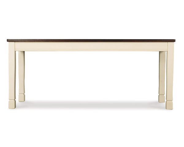 Rectangular Dining Bench – White & Brown