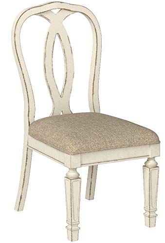 French Country Ribbon Back Dining Chairs — Set of 2, Chipped White