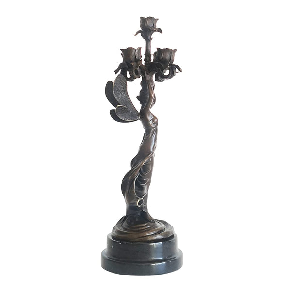 5-Arm Angel Candelabra – Bronze Copper Candlestick Holder