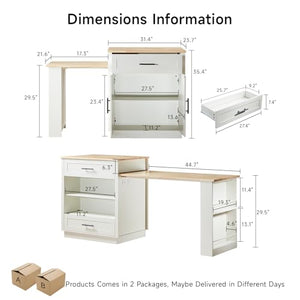 Extendable Kitchen Island with Dining Table & Storage