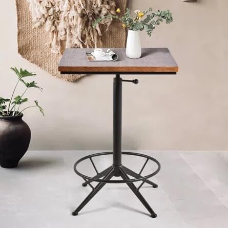 Height-Adjustable Square Bar Table – Black