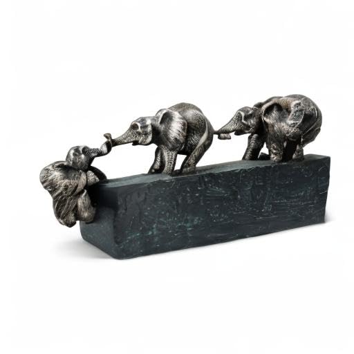 Elephant Family Sculpture – Polyresin Home Decor Figurine