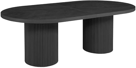 Extendable Oval Dining Table with Double Pedestal Base