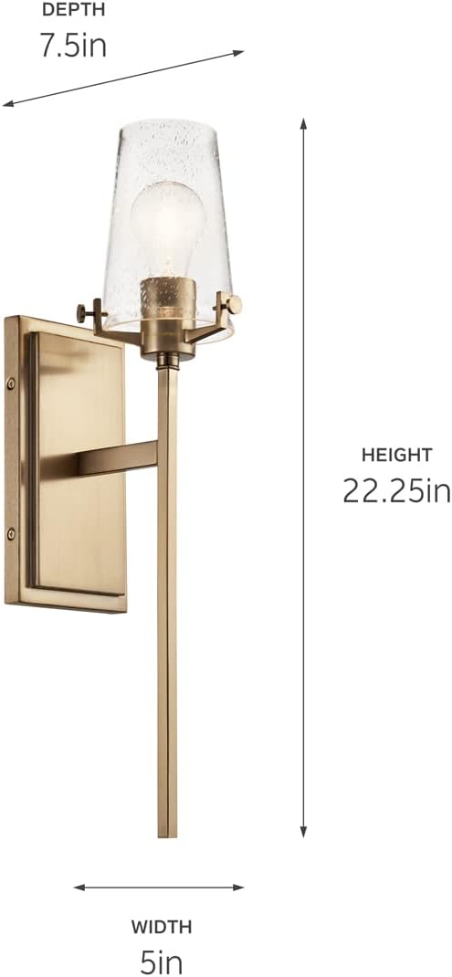 1-Light Wall Sconce with Clear Seeded Glass – Champagne Bronze