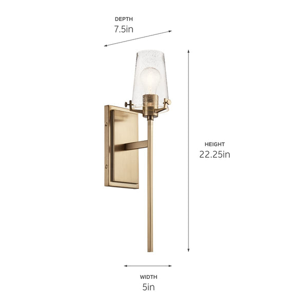 1-Light Wall Sconce with Clear Seeded Glass – Champagne Bronze