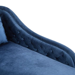 Mid-Century Velvet Chaise Lounge with Scrolled Backrest