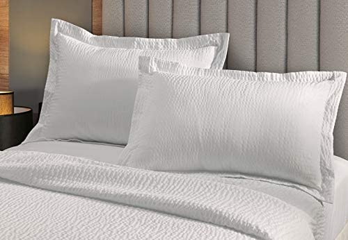 Textured Pillow Shams – Wash-Activated Ripple Texture, White