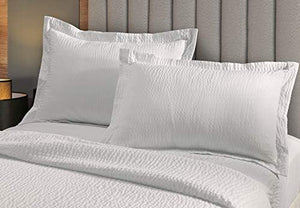 Textured Pillow Shams – Wash-Activated Ripple Texture, White