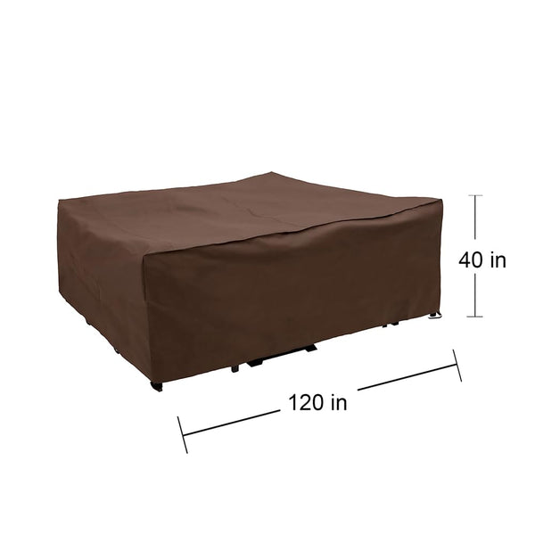 Oversized Patio Furniture Cover – 120"L x 90"W x 40"H, Brown