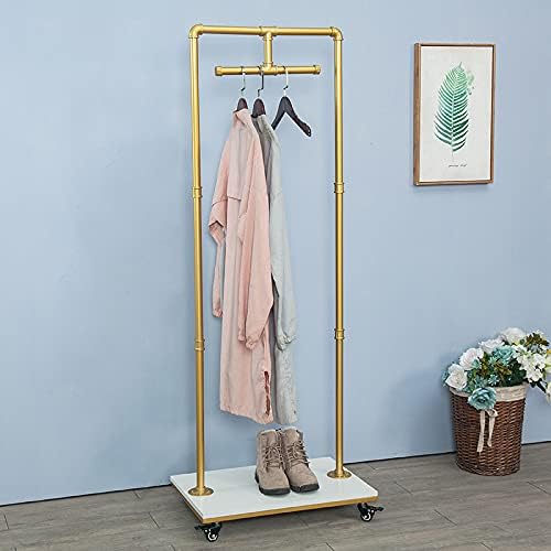 Industrial Pipe & Wood Rolling Garment Rack