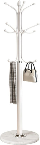 Tree-Shaped Coat Rack with Marble Base – 8 Hooks, 68.9" Tall