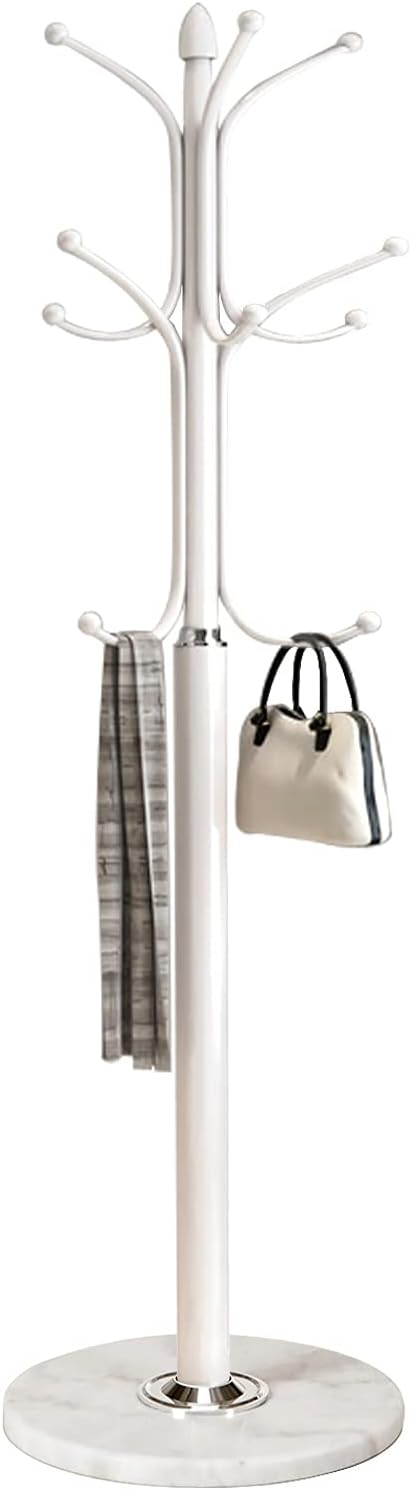 Tree-Shaped Coat Rack with Marble Base – 8 Hooks, 68.9" Tall