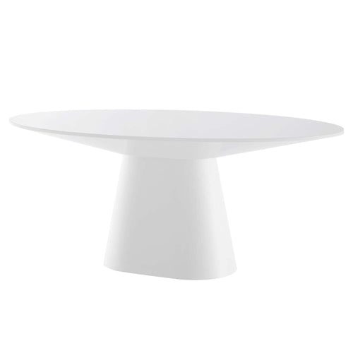 75" Oval High Gloss MDF Dining Table – White