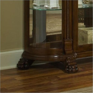 Curved End Curio Cabinet with Lighted Interior