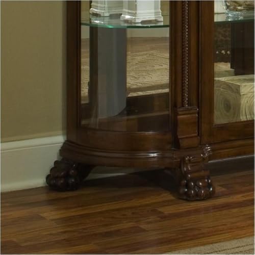 Curved End Curio Cabinet with Lighted Interior