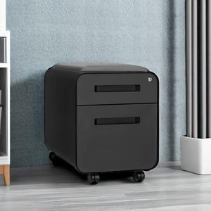 2-Drawer Mobile File Cabinet with Cushion Seat