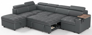 U-Shaped Sectional Sleeper Sofa with Pull-Out Bed