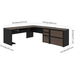 5-Piece L-Shaped Office Desk Set with Lateral Filing Cabinet
