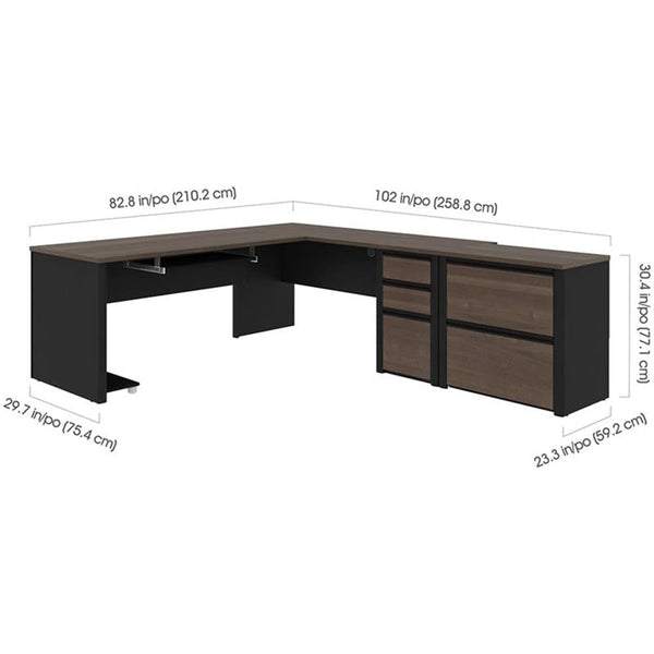 5-Piece L-Shaped Office Desk Set with Lateral Filing Cabinet