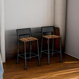 Industrial Bar Stools Set of 2 with Backrest