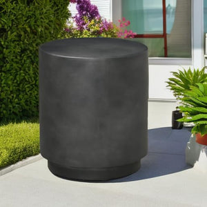 Round Concrete Finish Side Table with Adjustable Feet