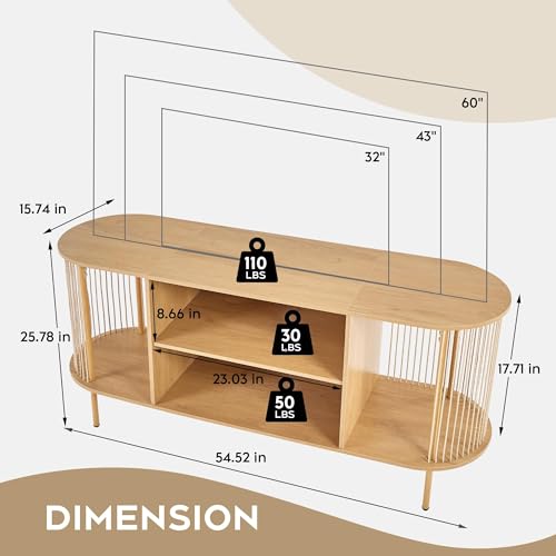 4-Piece Boho Living Room Table Set with 60" TV Stand, Coffee Table & Side Tables