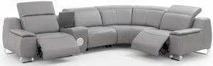4-Seat Leather Electric Recliner Sectional Sofa with USB Charging & Bluetooth