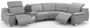 4-Seat Leather Electric Recliner Sectional Sofa with USB Charging & Bluetooth