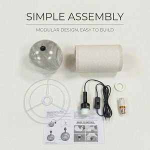 Ceramic Marble Table Lamp with Linen Shade — 3-Way Color Changing