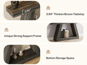 Farmhouse Console Table 55-Inch with Storage