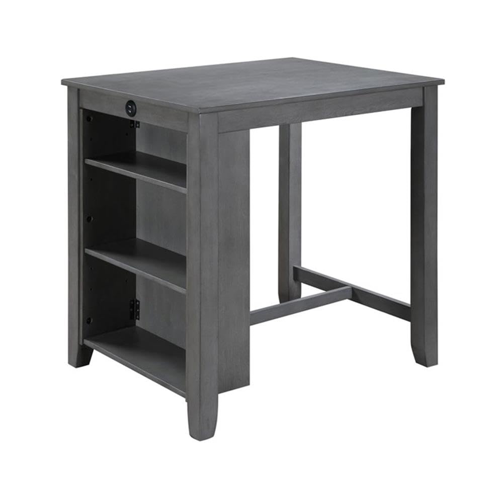 3-Piece Counter Height Dining Set with USB Charging & Storage Shelves