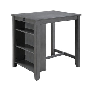 3-Piece Counter Height Dining Set with USB Charging & Storage Shelves