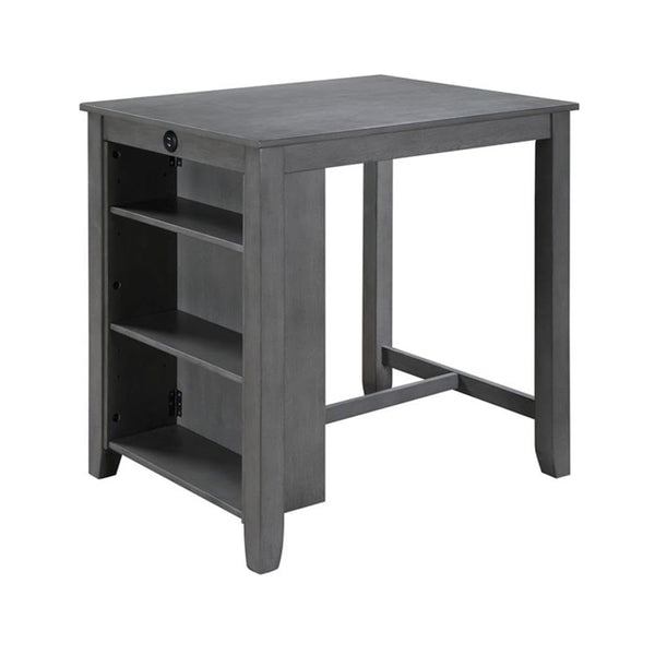 3-Piece Counter Height Dining Set with USB Charging & Storage Shelves