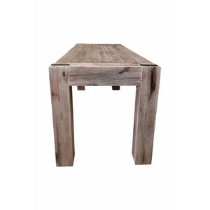 Acacia Wood Entryway Bench with Bronze Metal Inset