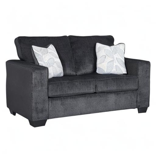 Modern Chenille Loveseat with Accent Pillows