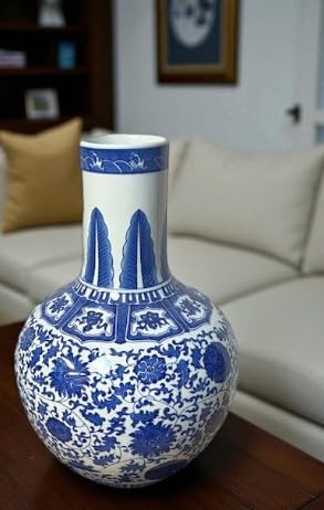 Blue & White Porcelain Vase – Ming Style Globular